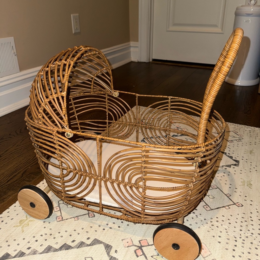 SOLD. Rattan storage basket or decor for nursery